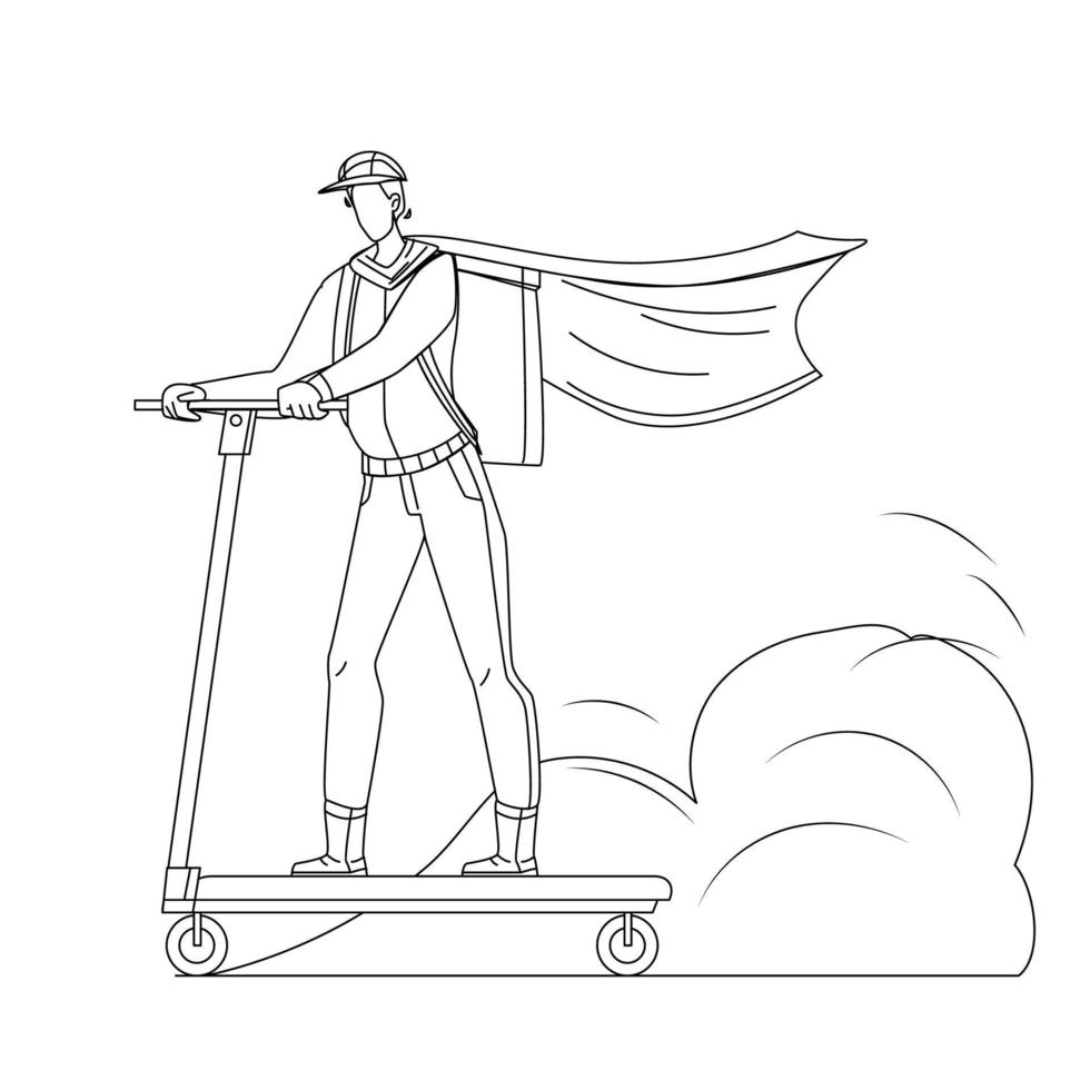 Courier Man Riding Scooter Delivery Service Vector