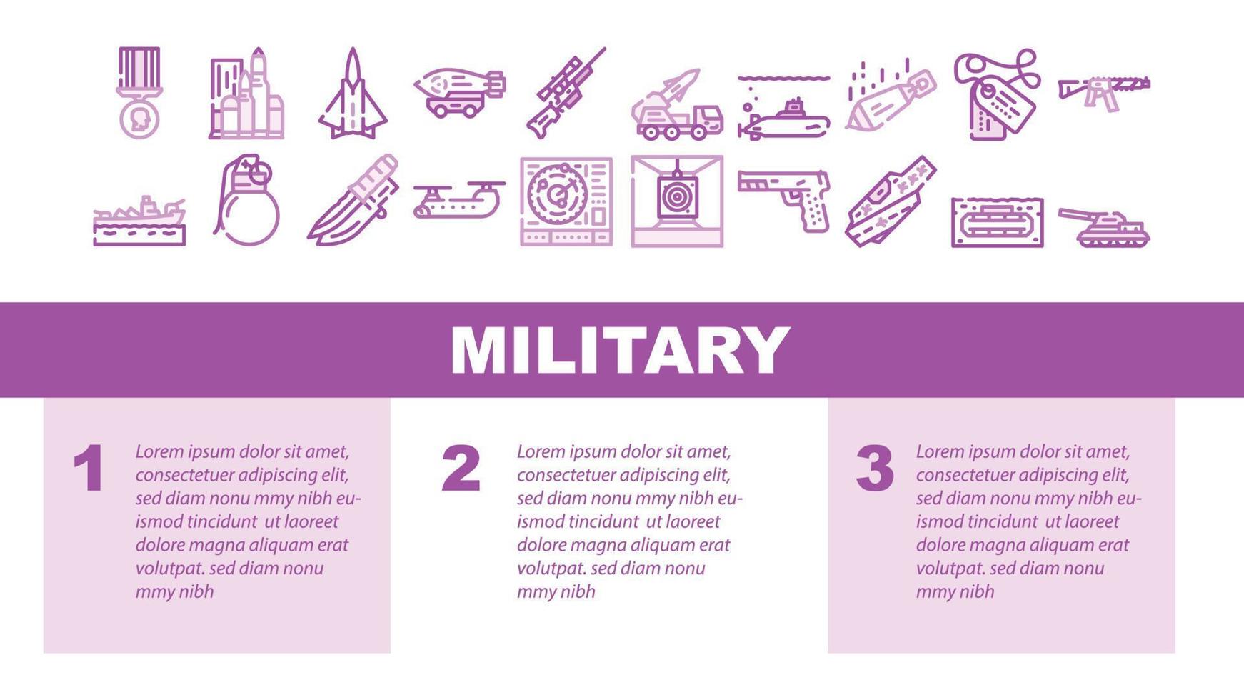 Military Weapon And Transport Landing Header Vector