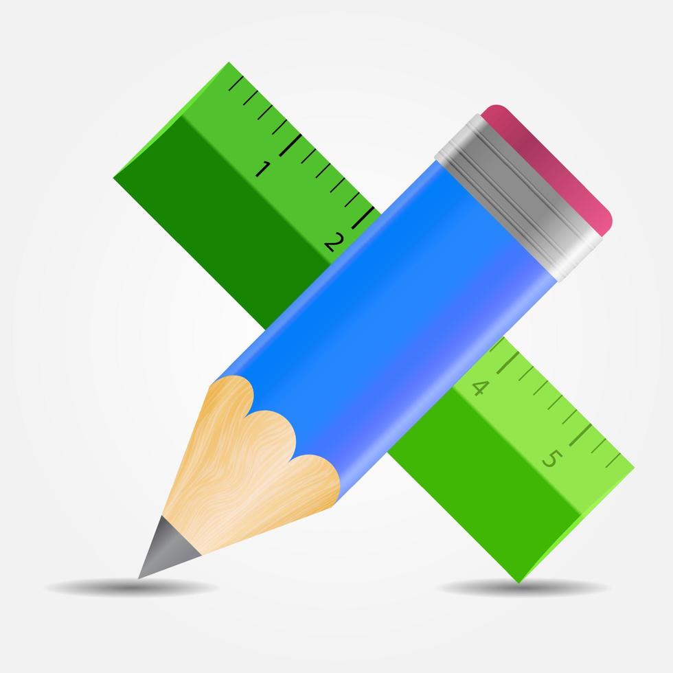 Pencil and ruler icon vector illustration