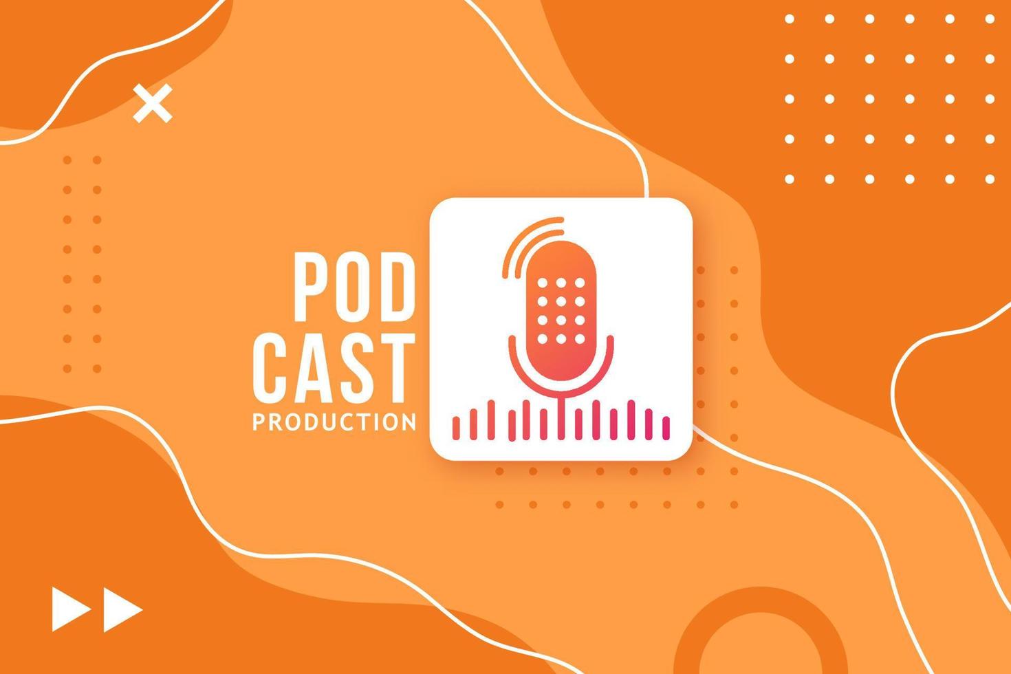 Abstract banner for a podcast. Studio microphone button vector