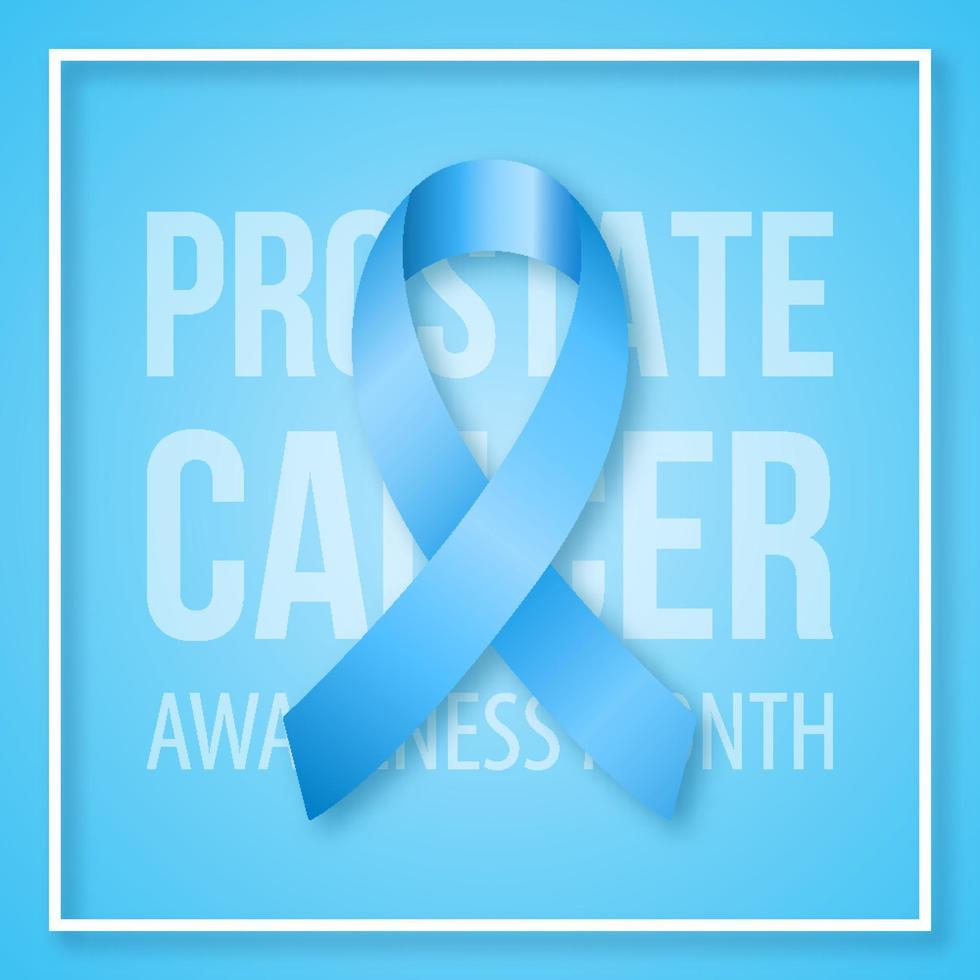 Realistic Blue ribbon symbol of Prostate Cancer awareness month. vector