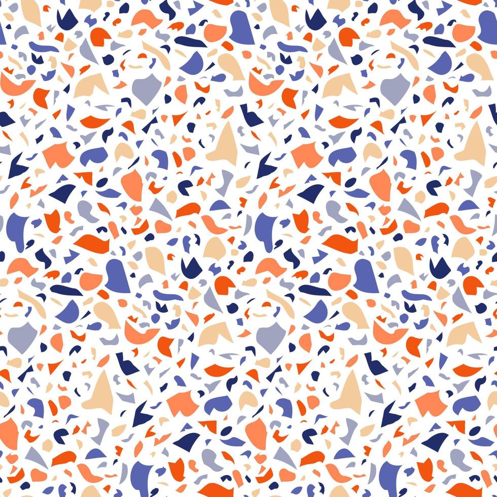 Abstract seamless pattern in terrazzo style. Vector background. Colorful print for wallpaper, backdrop, fabric, etc.