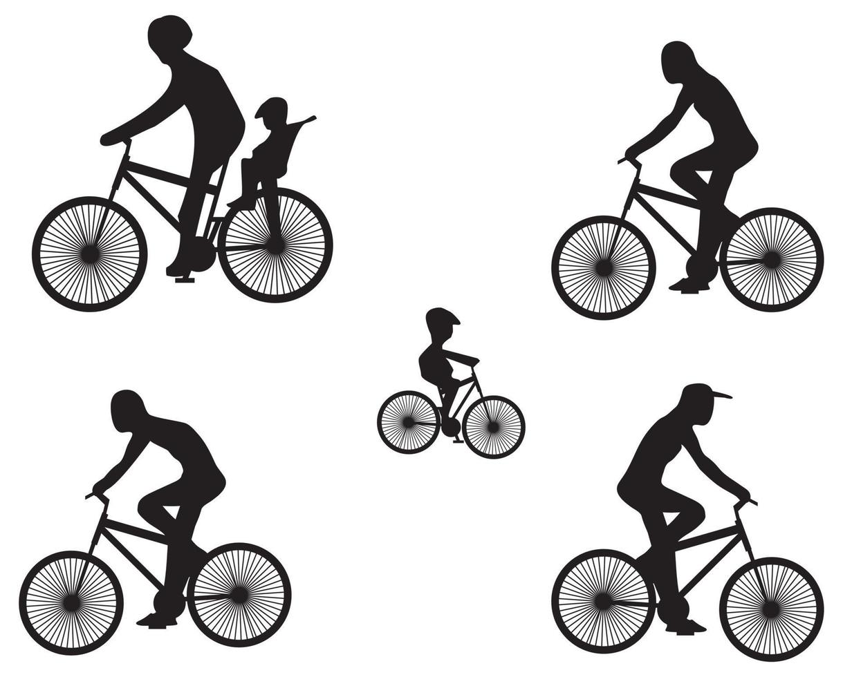 Silhouettes of fiber bike with cyclists. vector