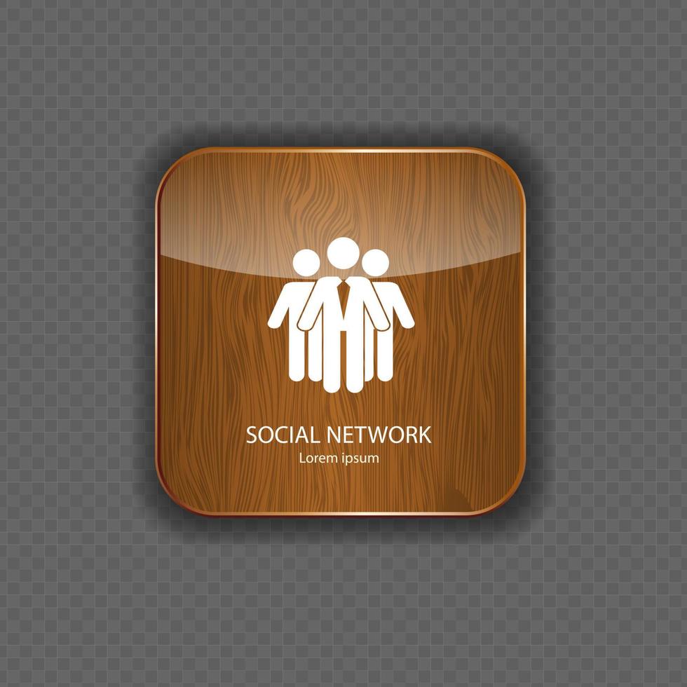 Social network  wood  application icons vector