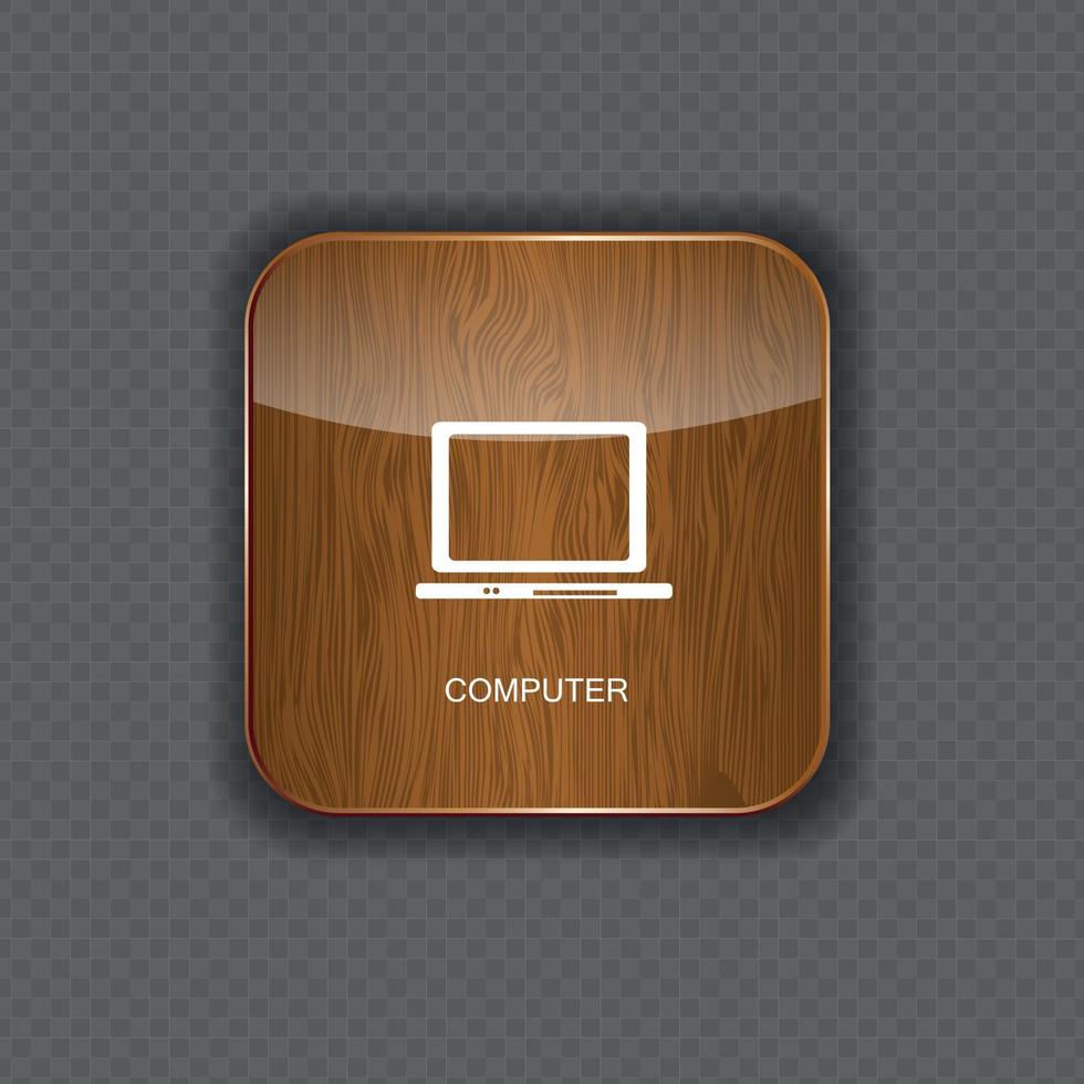 Computer wood application icons vector