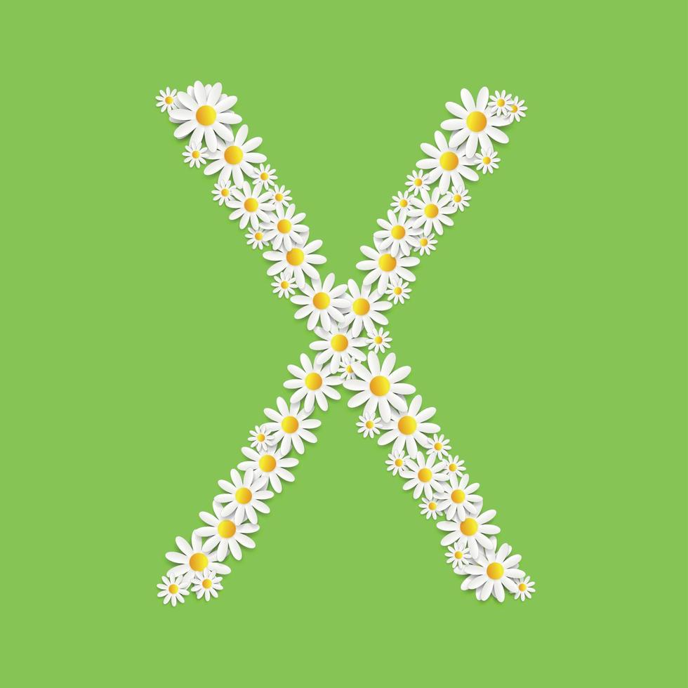 Flora Daisy Design Alphabet Vector Illustartion
