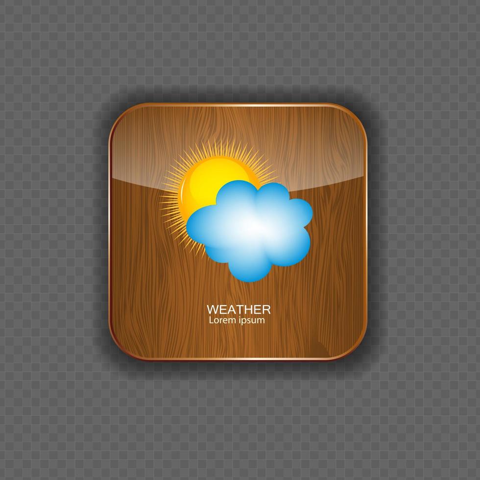 Weather wood application icons vector