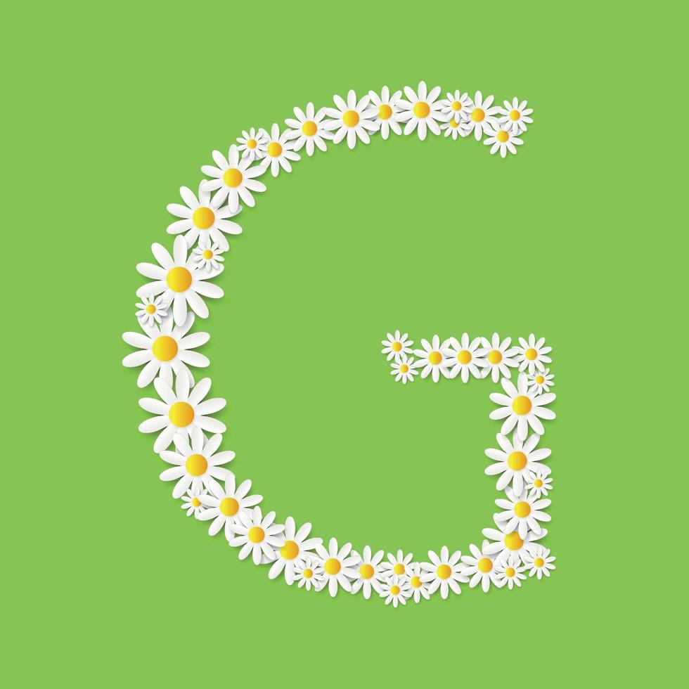 Flora Daisy Design Alphabet Vector Illustartion