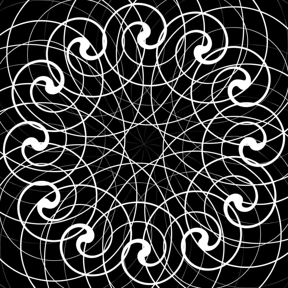 Black and White Abstract Psychedelic Art Background. Vector Illustration.