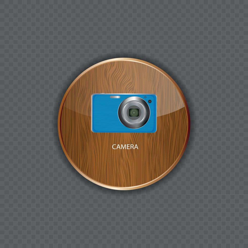 Camera wood application icons vector illustration