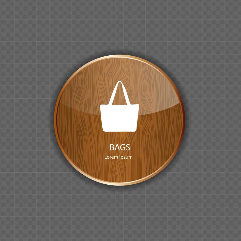 Bags wood application icons vector