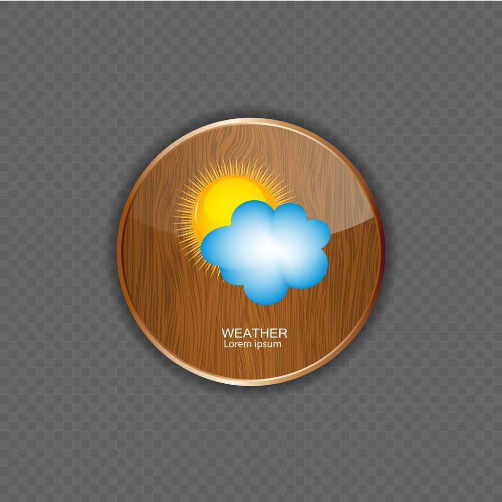 Weather wood application icons vector