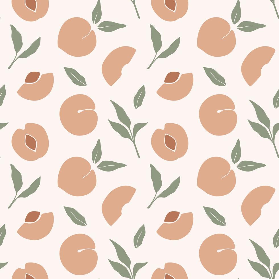 Trendy seamless pattern with peaches. Abstract peach fruits. vector