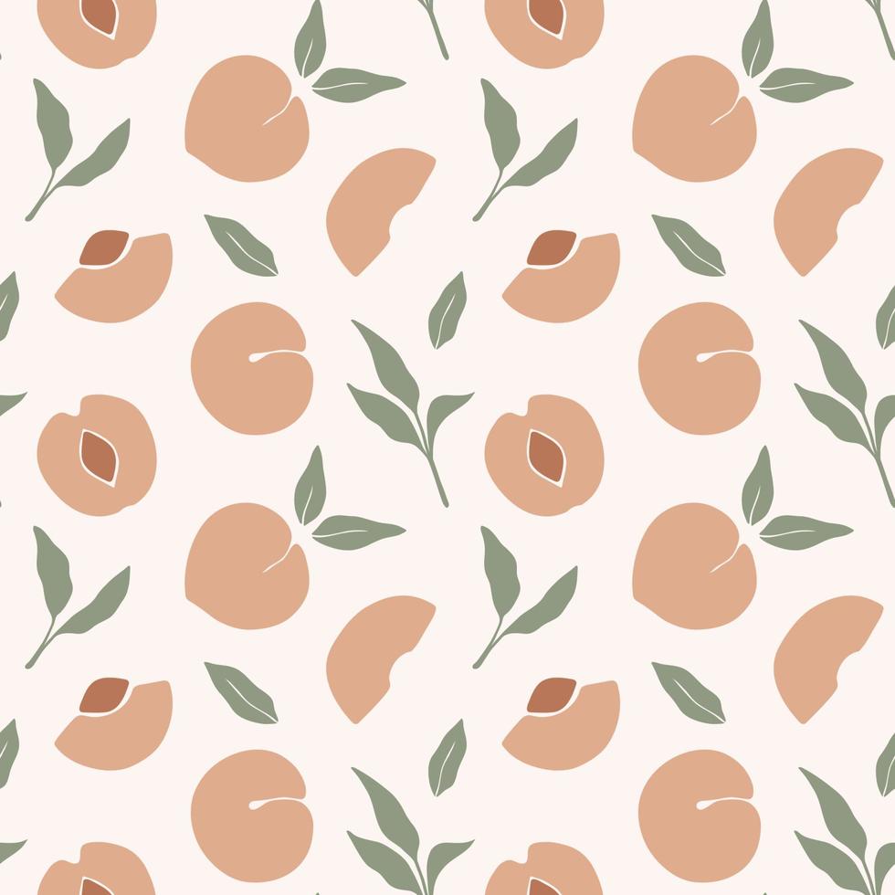 Trendy seamless pattern with peaches. Abstract peach fruits. vector