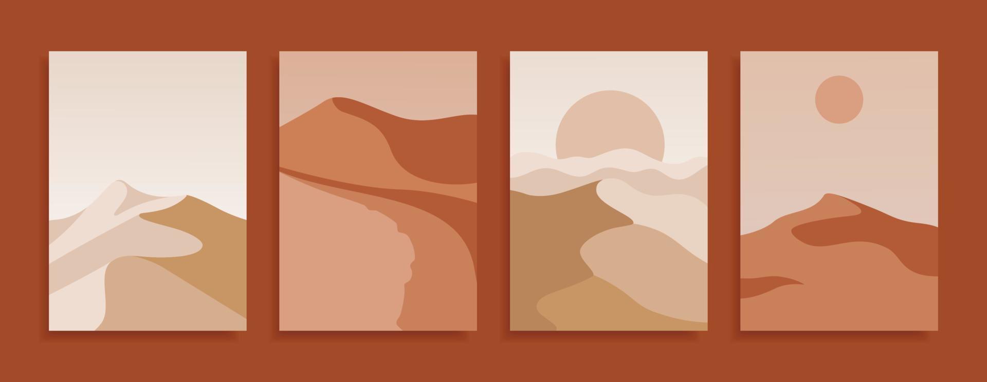 Set of modern covers in terracotta colors. vector