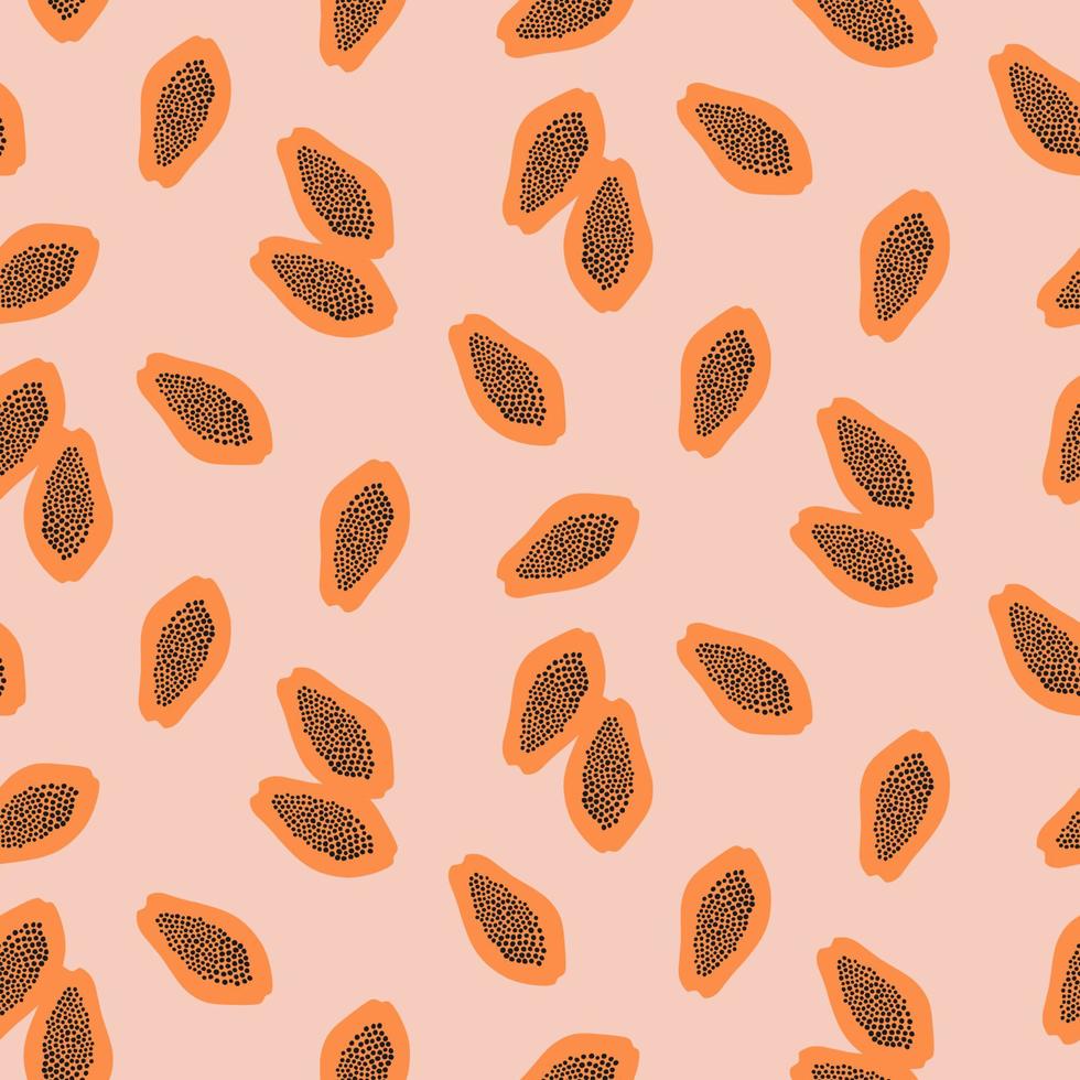 Hand drawn seamless pattern with papayas. vector