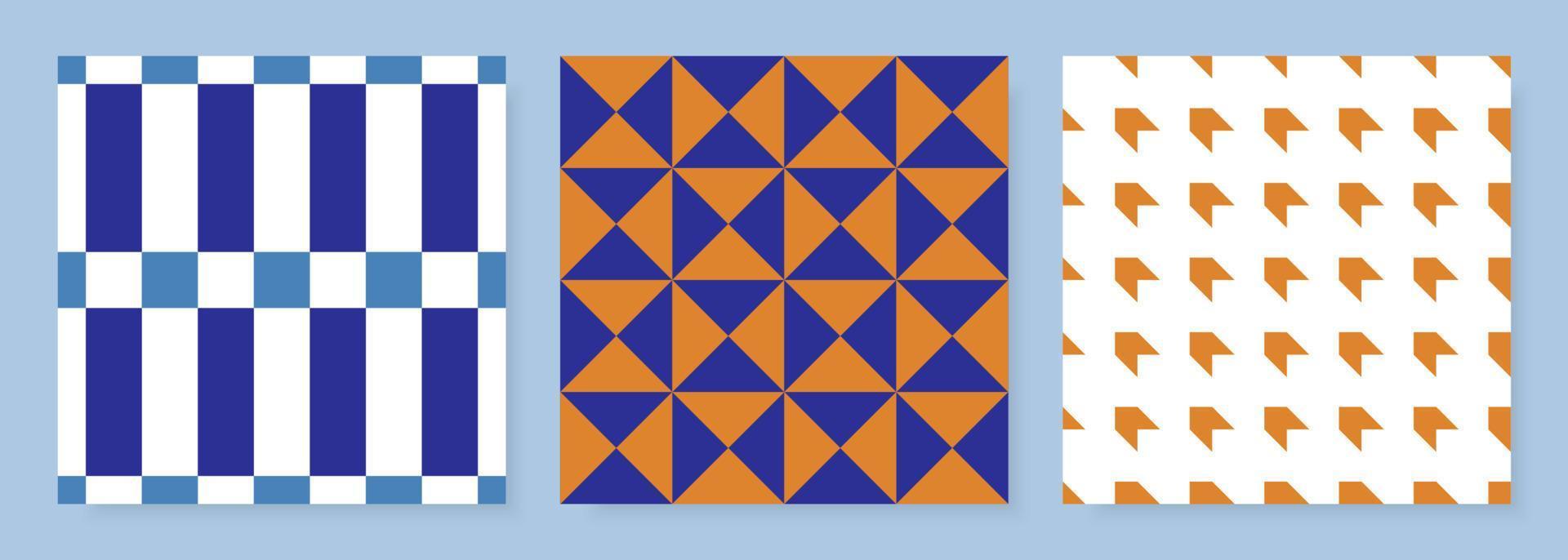 Set of abstract geometric seamless patterns. vector