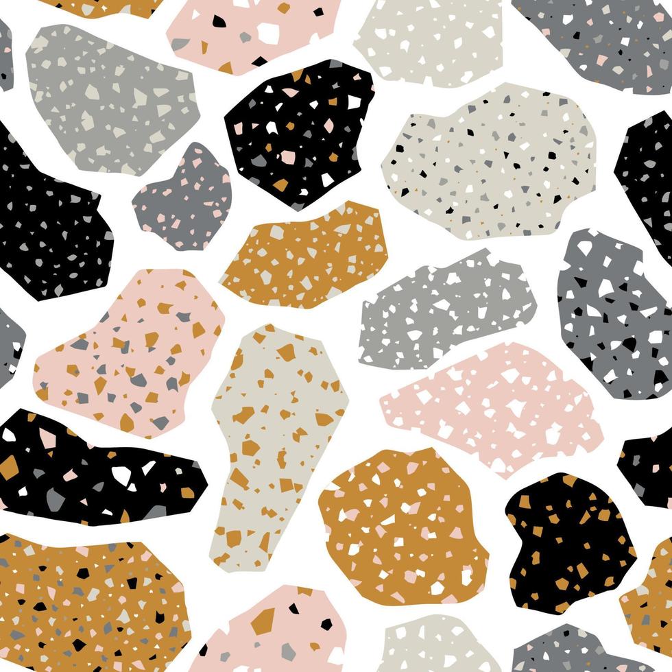 Terrazzo seamless pattern. Modern collage background. vector