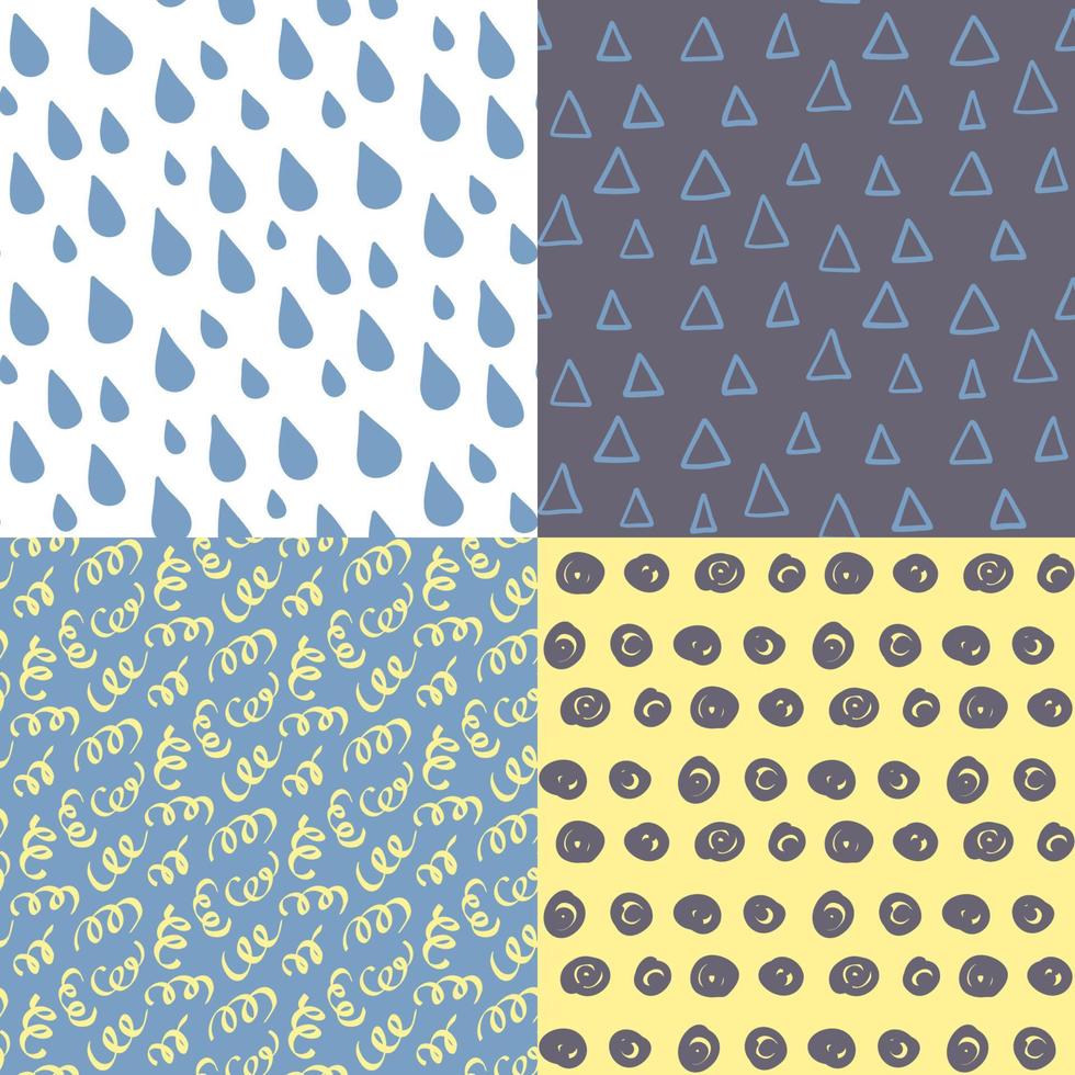 Hand drawn seamless pattern set. vector