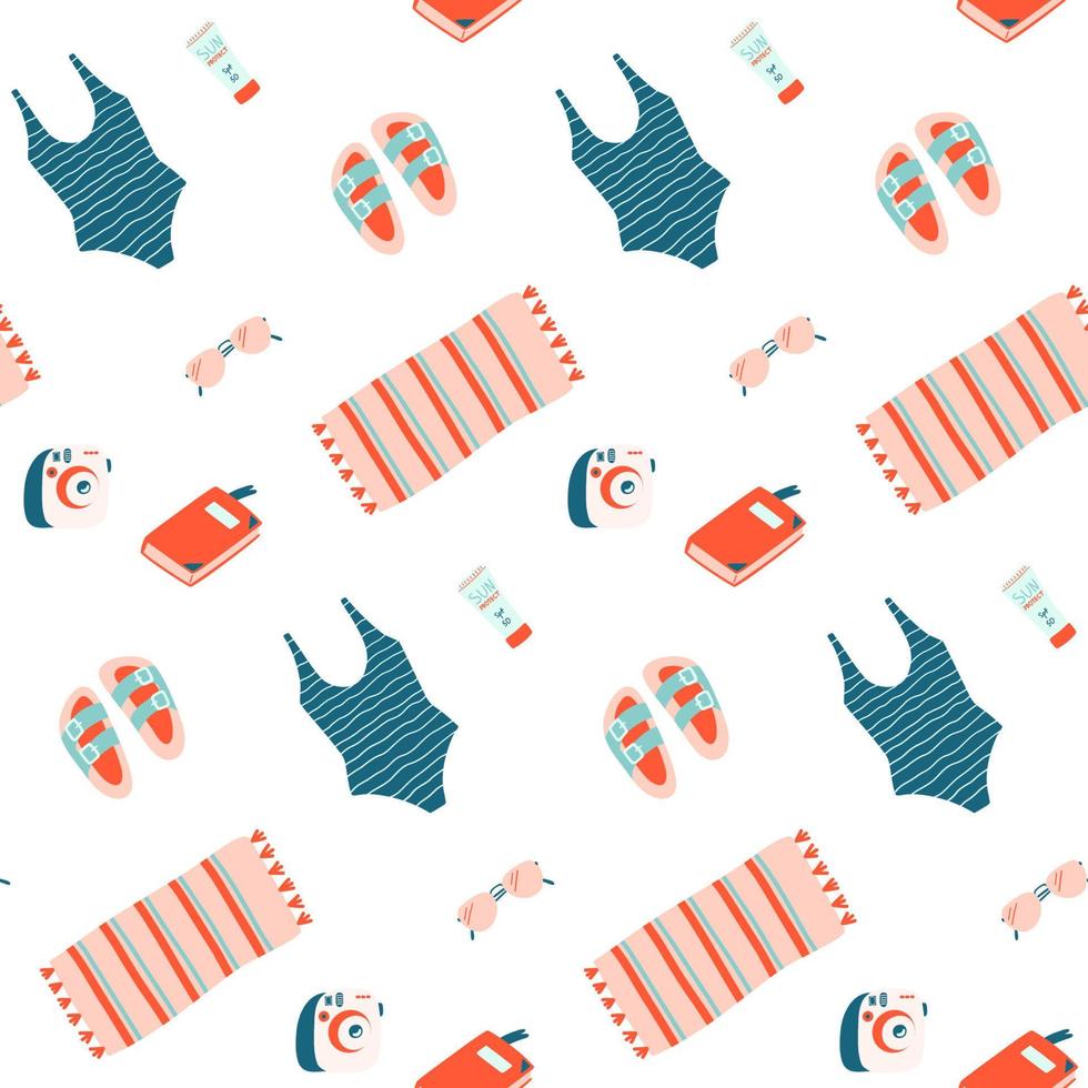 Minimal summer beach seamless pattern. Vector wallpaper. Good for print.