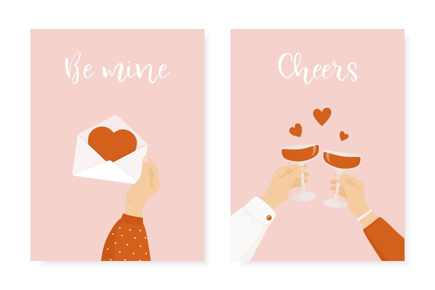 Set of two Happy St. Valentine's day posters. vector
