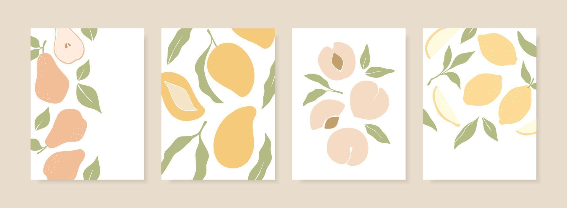 diseños de portada elegantes con frutas de verano. vector