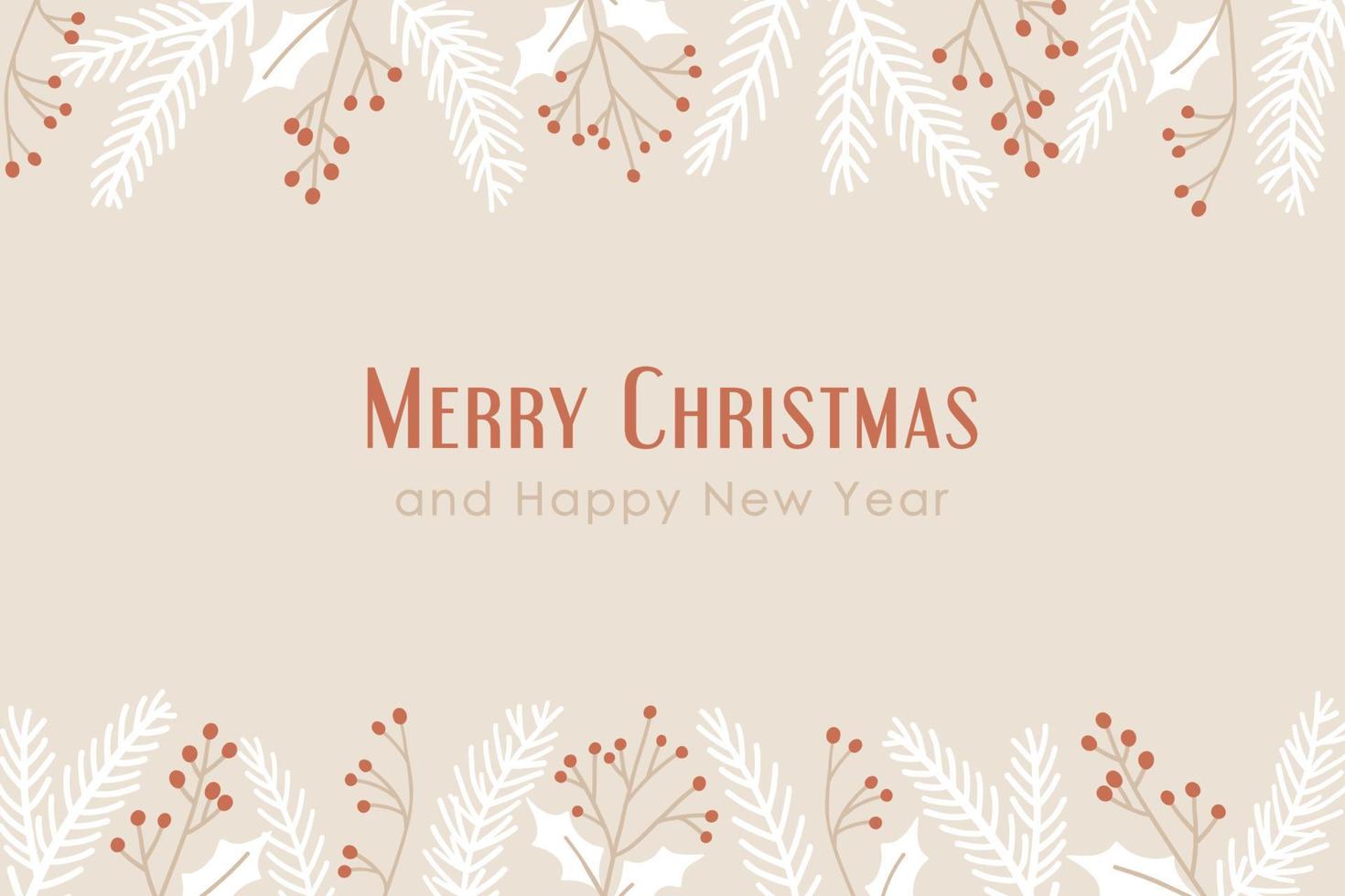 Merry Christmas vector banner with decorative borders.