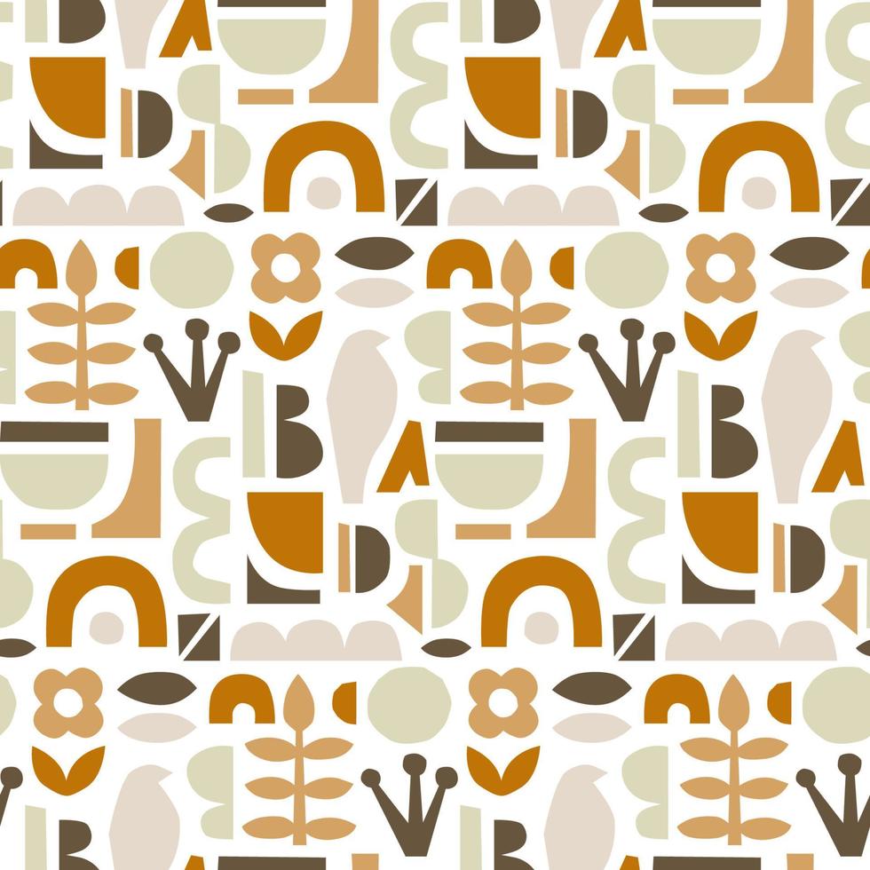 Trendy abstract Paper cut shapes. Hand drawn modern seamless pattern vector