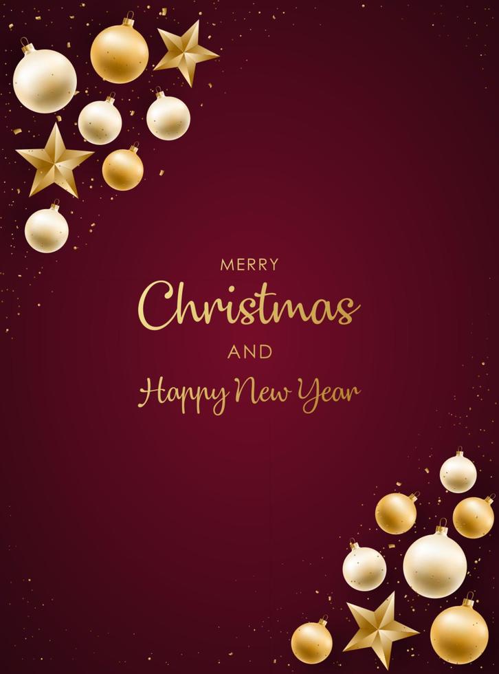 Merry Christmas and Happy New Year greeting card. vector