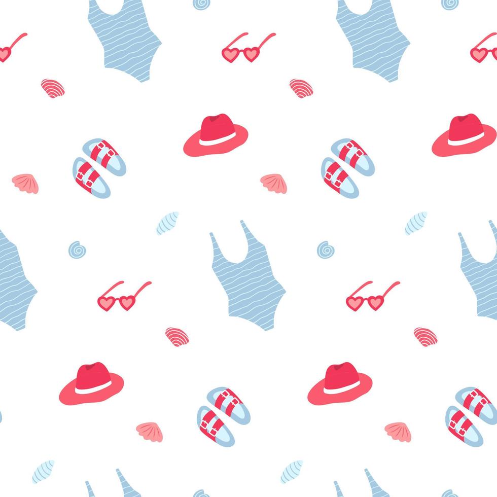 Summer seamless pattern. Fashion print. Vacation mood. Vector wallpaper.