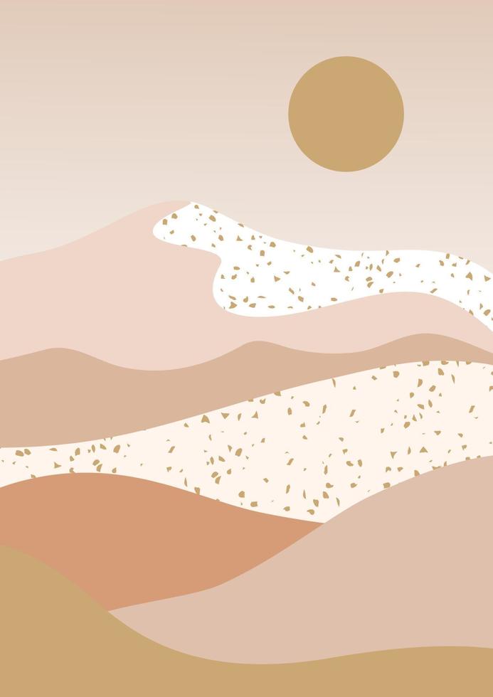 Landscape design with desert hills. Abstract mountain illustration. vector