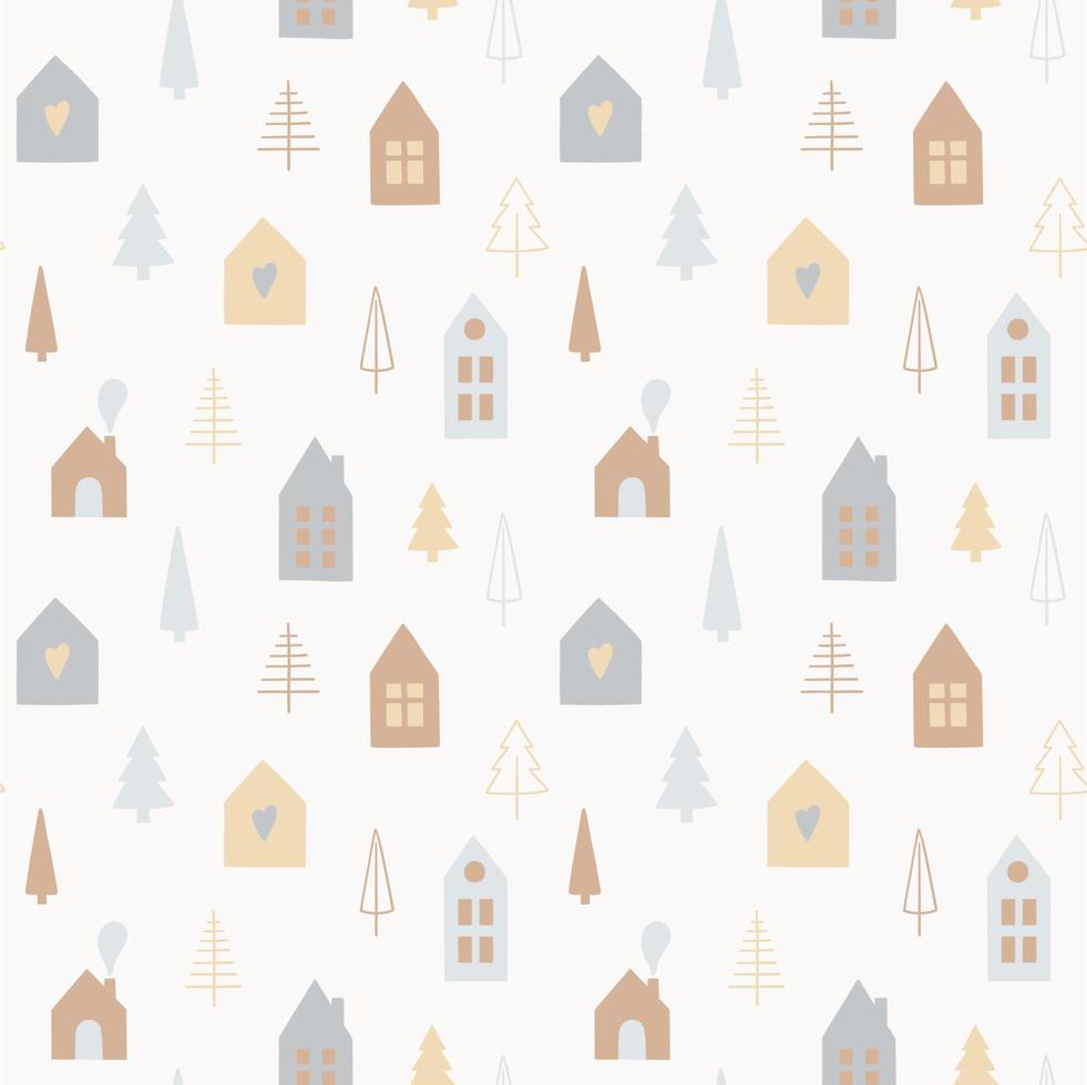 Christmas seamless pattern in scandinavian style. vector