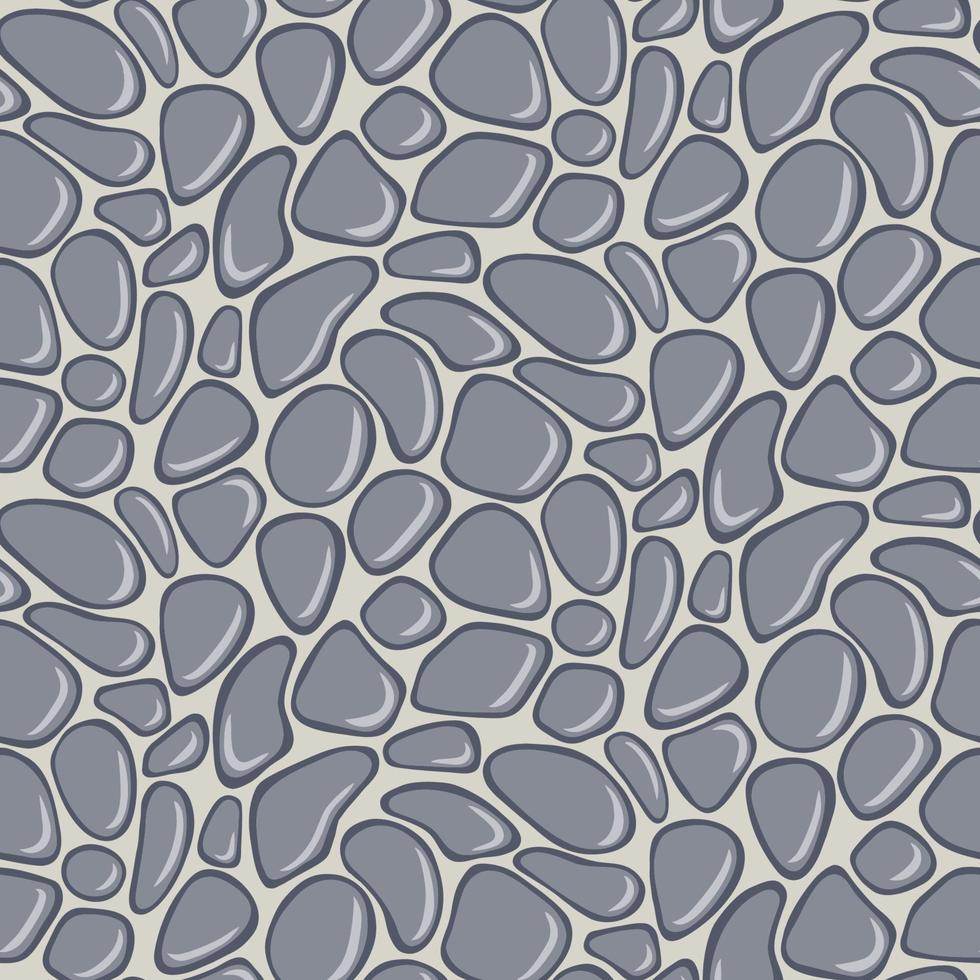 Seamless pattern with smooth pebble. Gray seaside pebble. vector