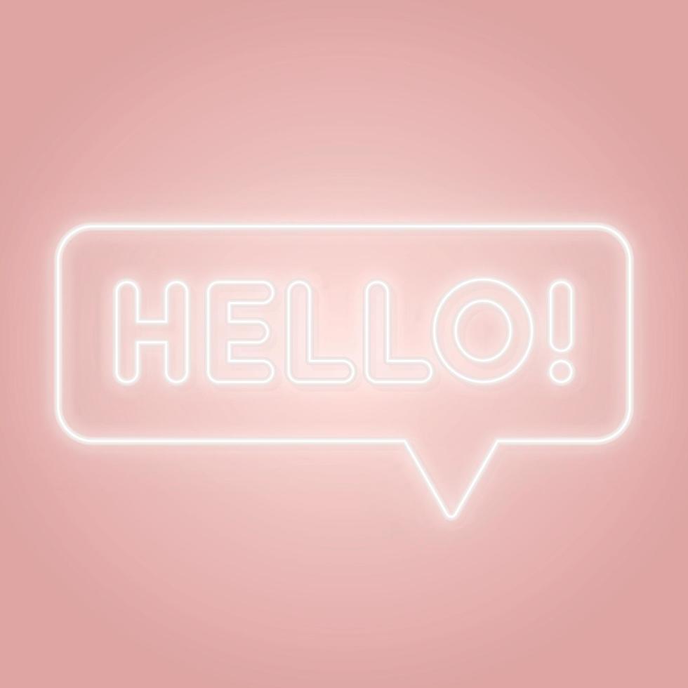 Hello neon sign. Glowing speech bubble with text HELLO. vector