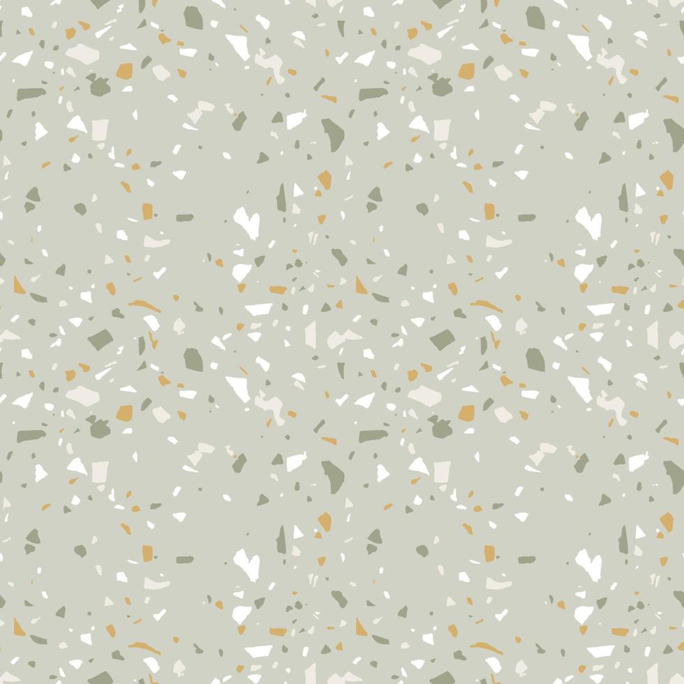 Terrazzo seamless pattern in pastel green color. vector