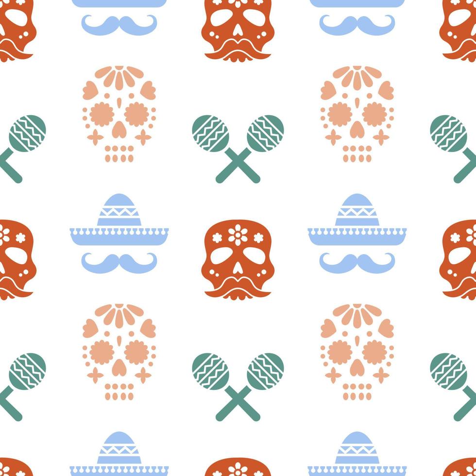 Seamless pattern for Dia de los muertos - mexican holiday Day of the dead. vector