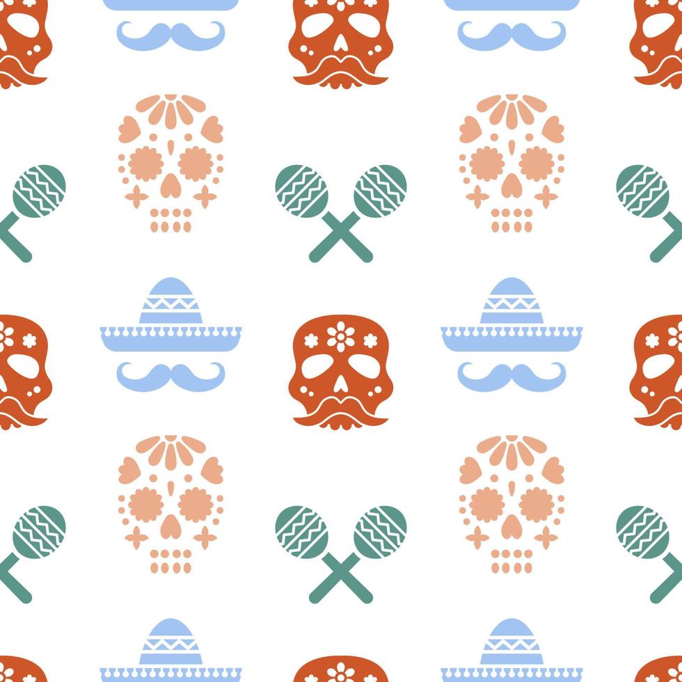 Seamless pattern for Dia de los muertos - mexican holiday Day of the dead. vector