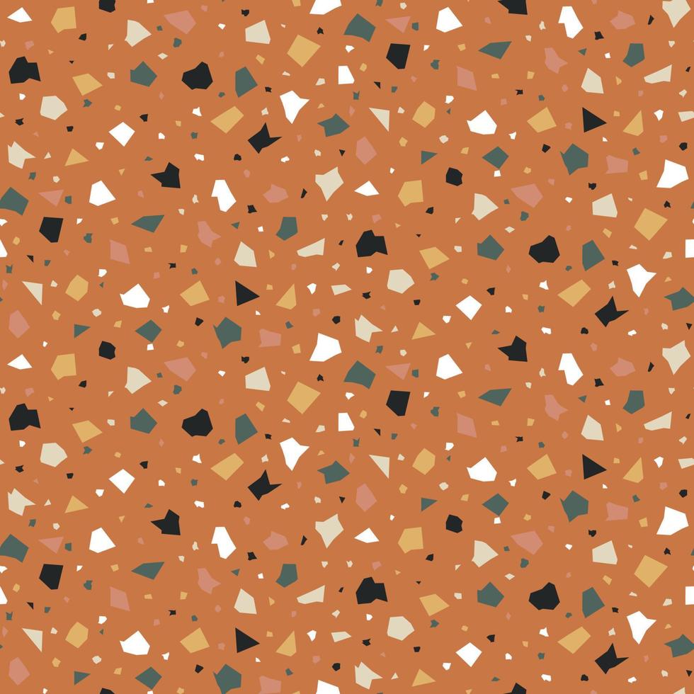 Terrazzo seamless pattern. Print in Classic italian type of floor style .  Vector abstract background with chaotic stains. Terracotta