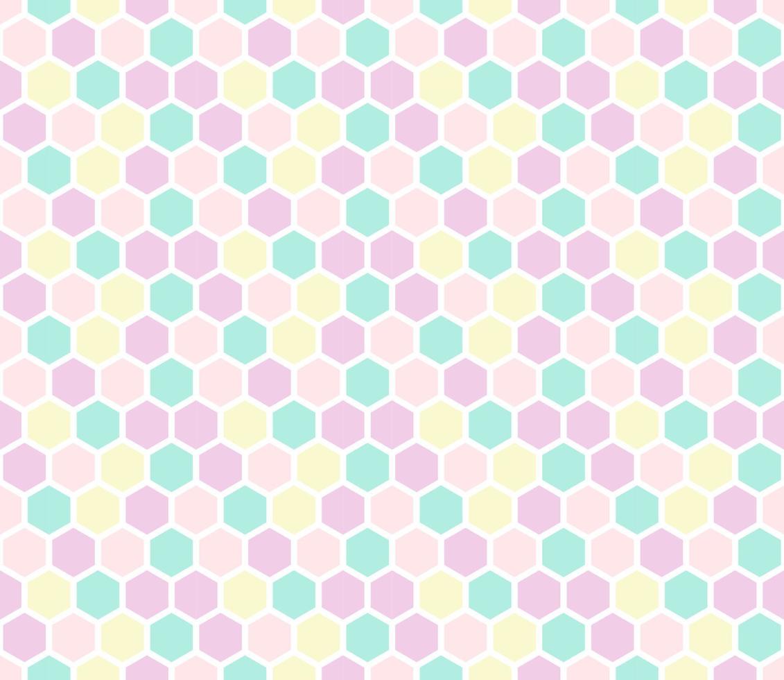Hexagon seamless pattern in pastel colors. Vector backdrop. Good for print.