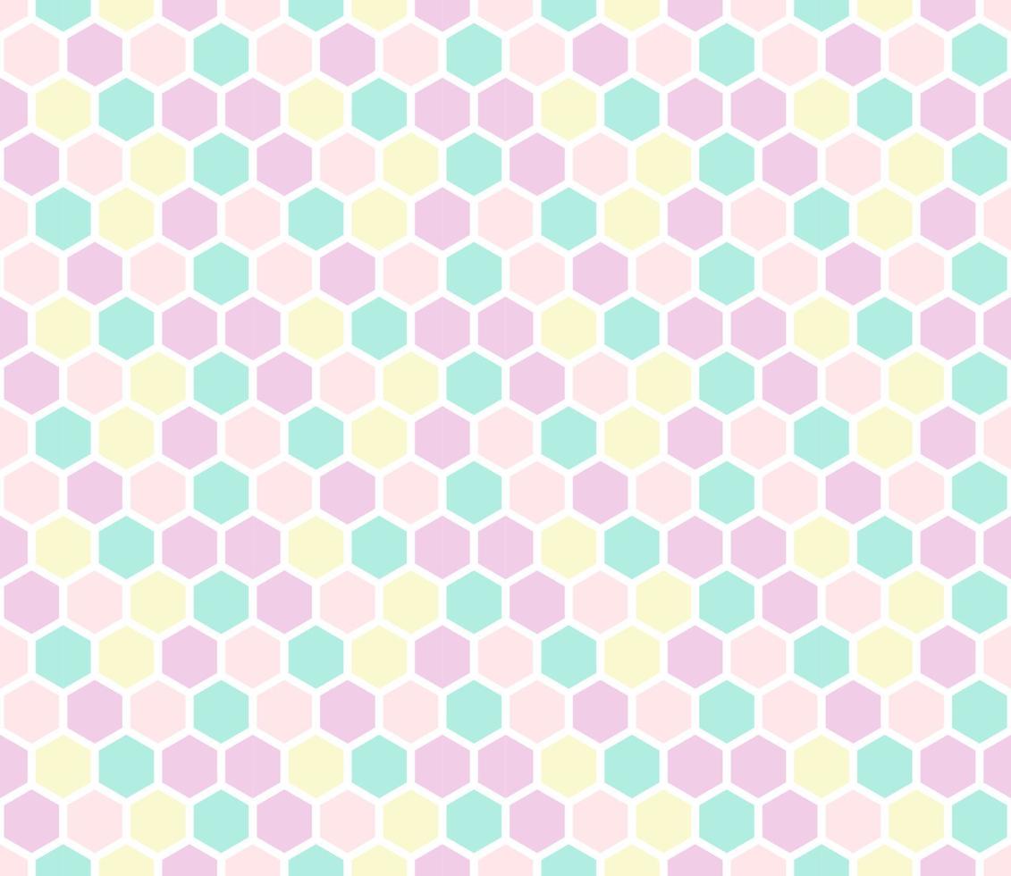 Hexagon seamless pattern in pastel colors. Vector backdrop. Good for print.