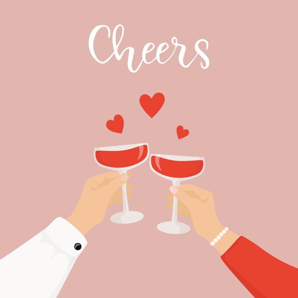 Happy St. Valentine's day poster. Romantic dinner. vector