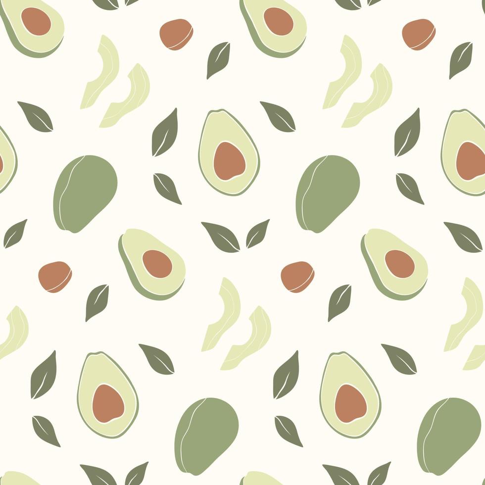 Trendy hand drawn seamless pattern with fresh avocado. Abstract avocado print. vector