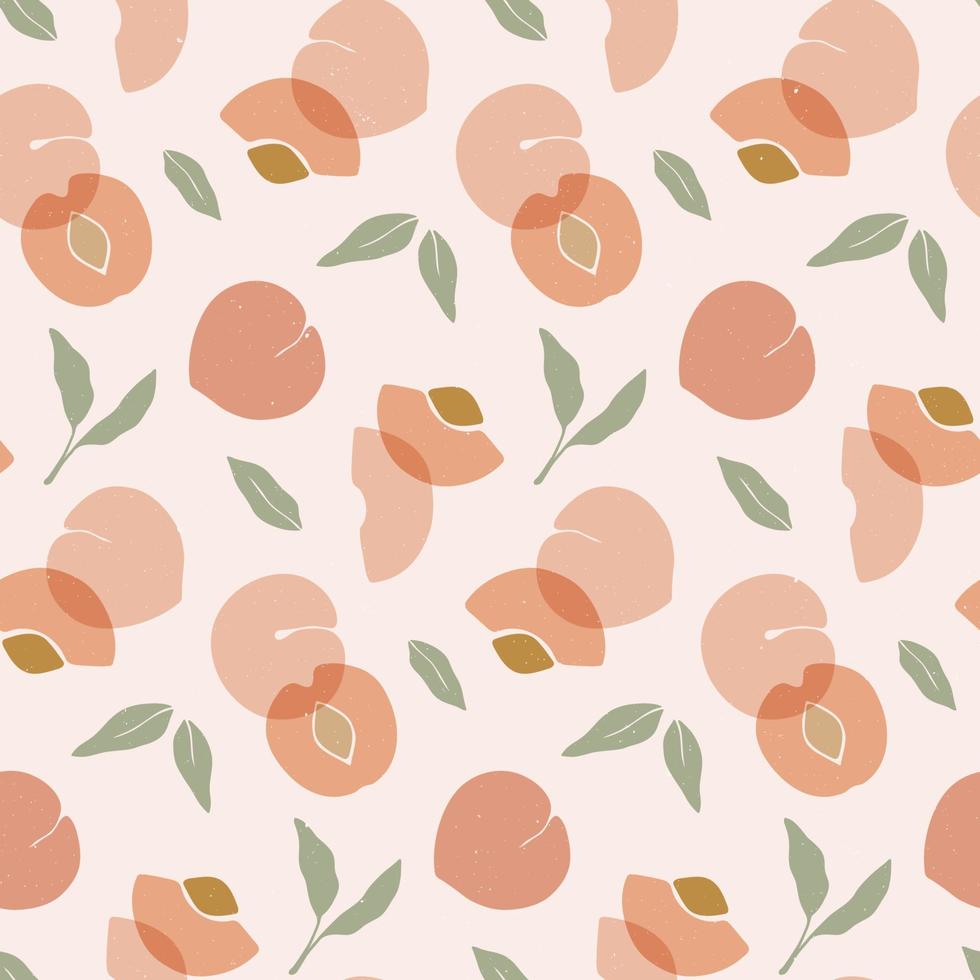 Seamless pattern with peaches. Trendy hand drawn texture with fruits. vector