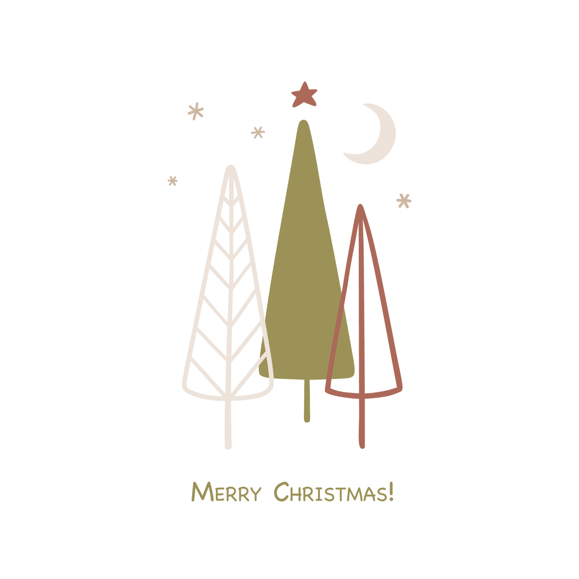 Merry Christmas and Happy New Year hand drawn card. 8285647 Vector Art