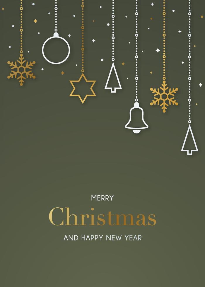 Merry Christmas and Happy New Year greeting card. vector