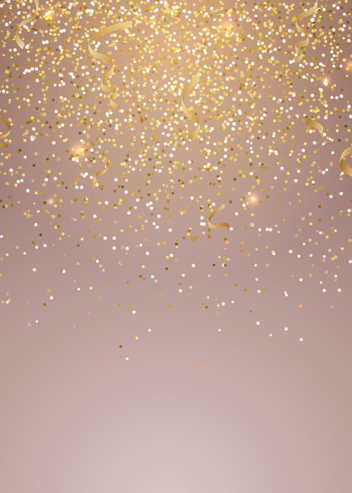 Trendy sparkle design on pastel pink background. Golden glitter greeting card template. vector