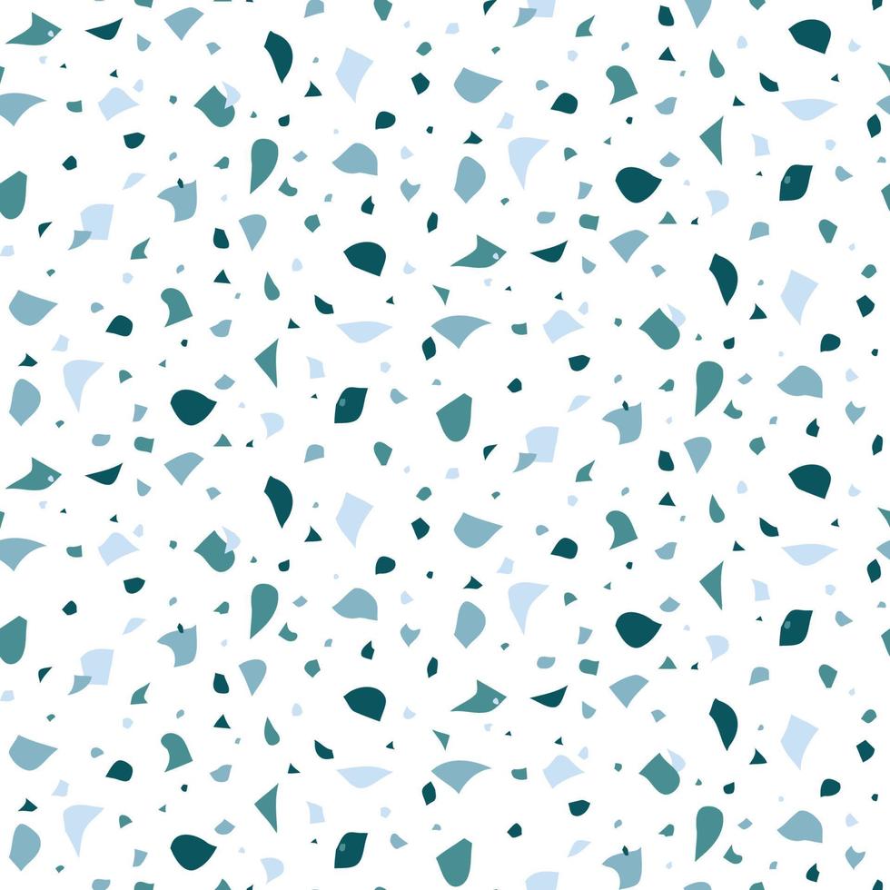 Abstract seamless pattern in terrazzo style. Blue, marine  color. Vector background. Print for wallpaper, backdrop, fabric, etc.