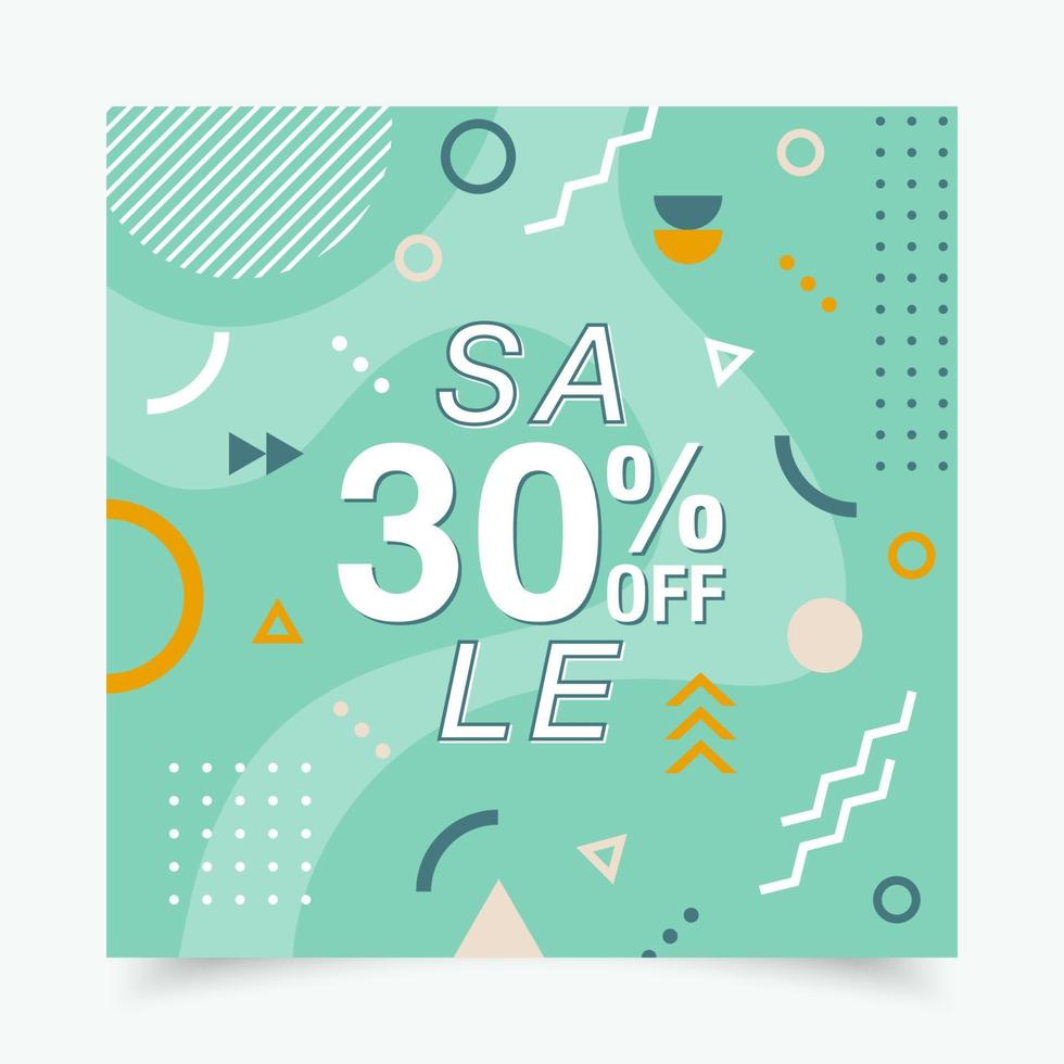 Vector banner with geometric forms, lines and dots in trendy memphis style.