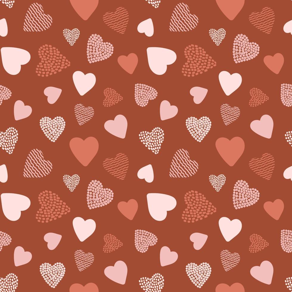 Seamless pattern with hand drawn hearts. vector