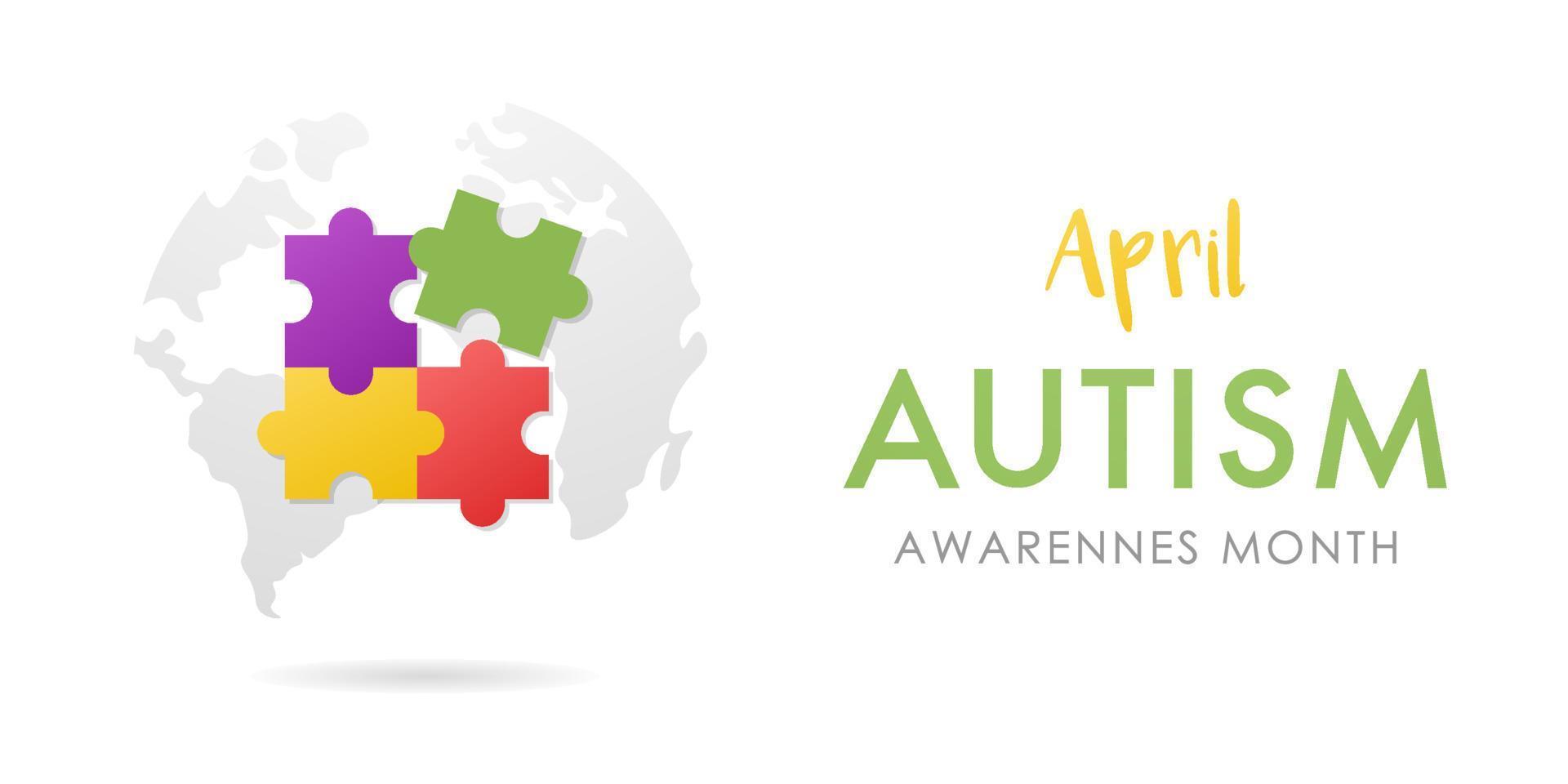 April World Autism Awareness Month banner. vector